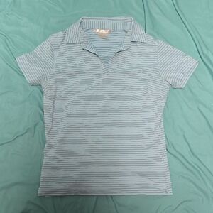Nike Light Blue Striped Polo Shirt